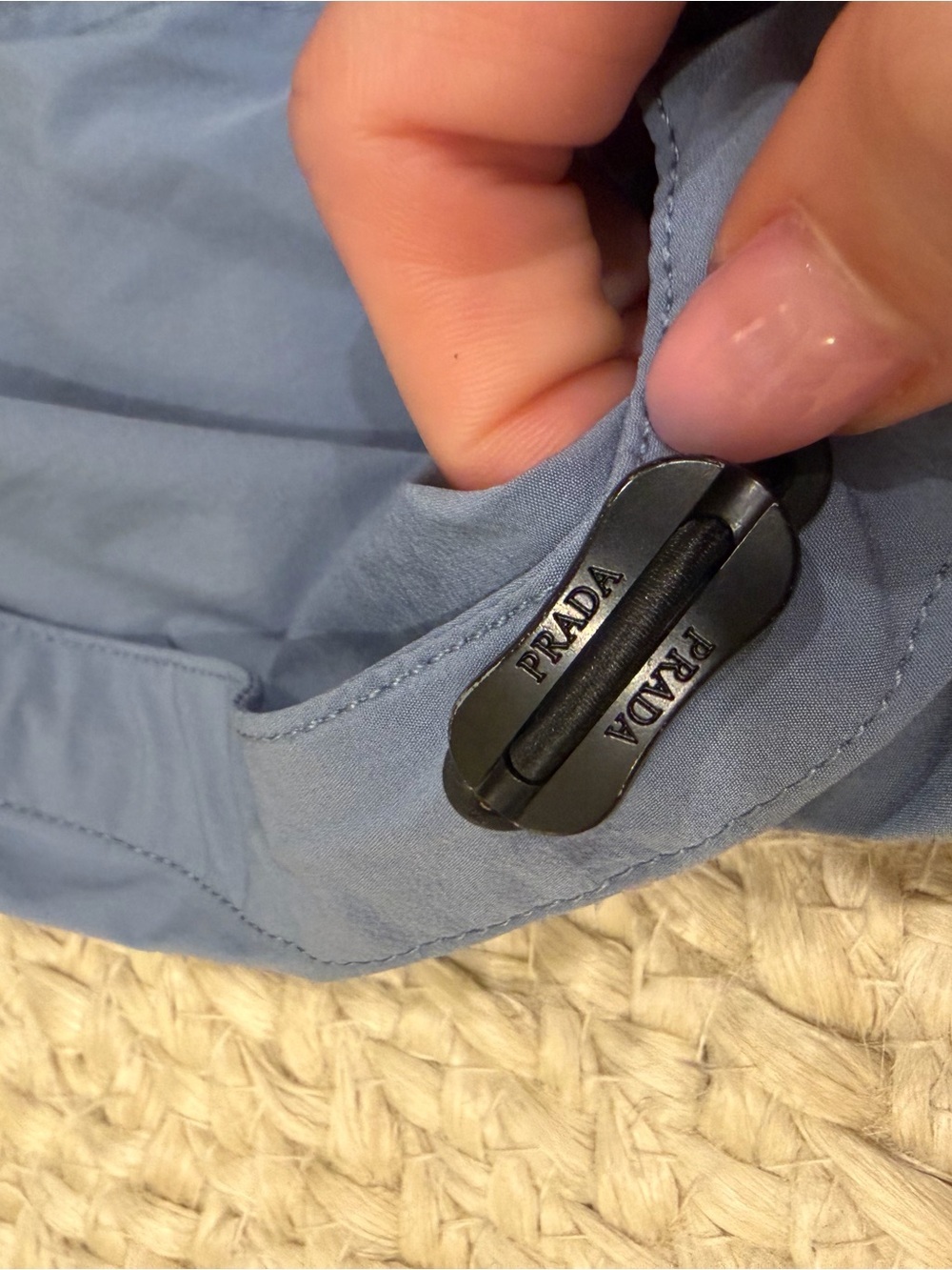 Prada Light Blue Hooded Windbreaker with Black Zipper Pull - Picture 4 of 7